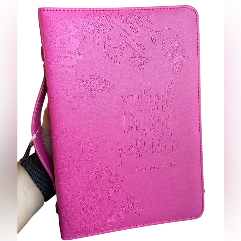 Pink Embossed Faith Journal Cover - With God All Things Are Possible